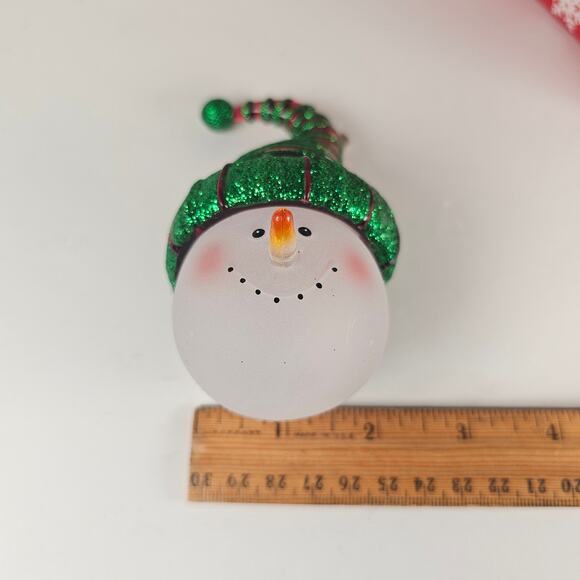 Department 56 Snowman Head Ornament 2003 Glitter Hat 5" Xmas Decor Boxed - Picture 3 of 16